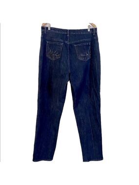 Gloria Vanderbilt Size 10P Stretch Bootcut Jeans medium wash Embroidered Mature